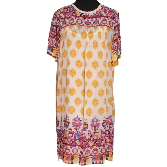 TANVI KEDIA Anthropologie Boho Sequin Embellished Shift Dress Large Folk $228 - Picture 2 of 8